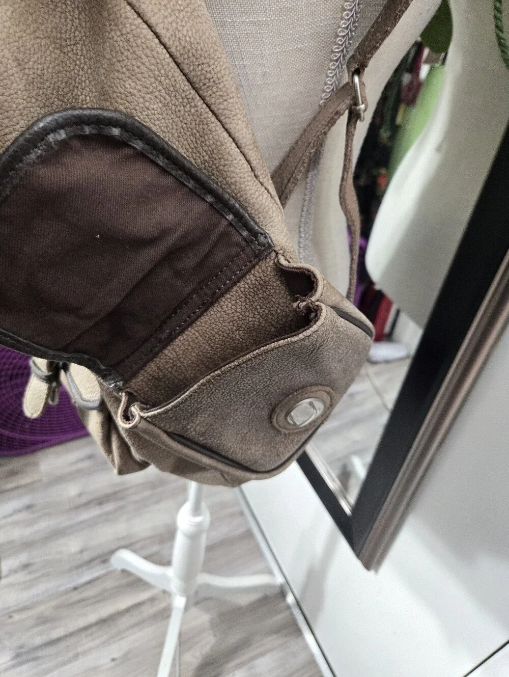Vintage Light Brown Leather Cowhide Knapsack Backpack For Men